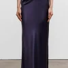 AHLVAR GALLERY - Hana Long Logo Satin Skirt - Plum New