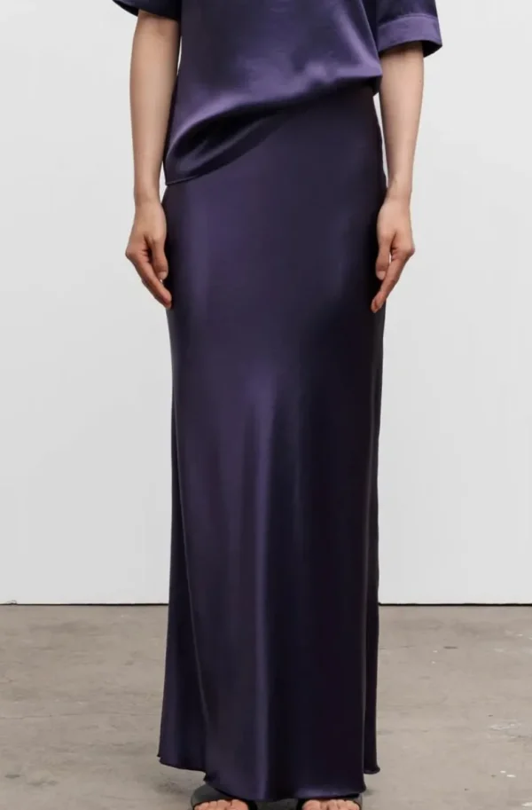 AHLVAR GALLERY - Hana Long Logo Satin Skirt - Plum New