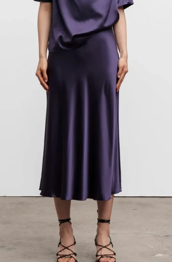 AHLVAR GALLERY - Hana Satin Skirt - Plum Best