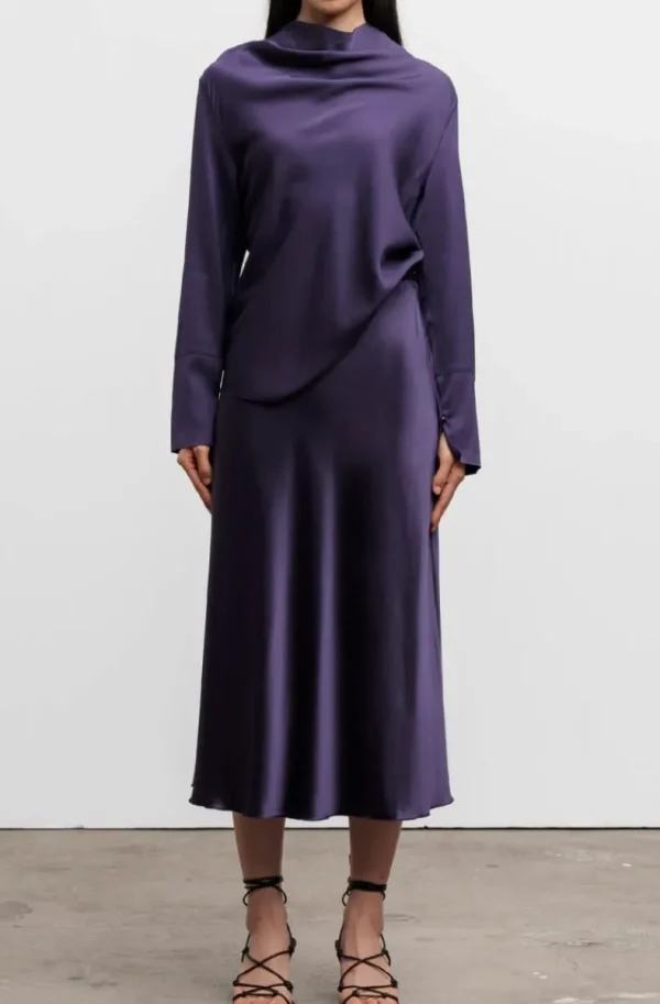 AHLVAR GALLERY - Hana Satin Skirt - Plum Best