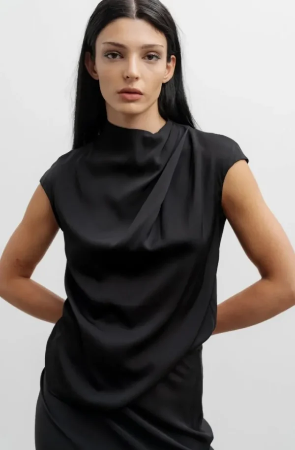 AHLVAR GALLERY - Lima Silk Top Black Fashion