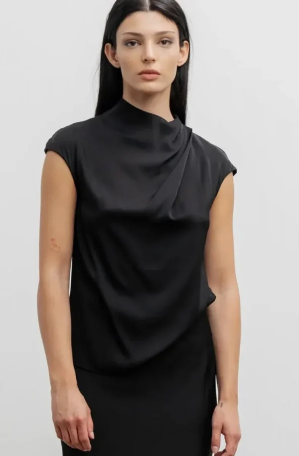 AHLVAR GALLERY - Lima Silk Top Black Fashion