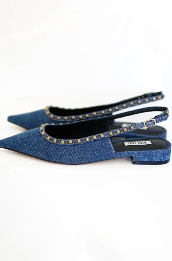 BIBI LOU - Denim flat shoe with studs Sale