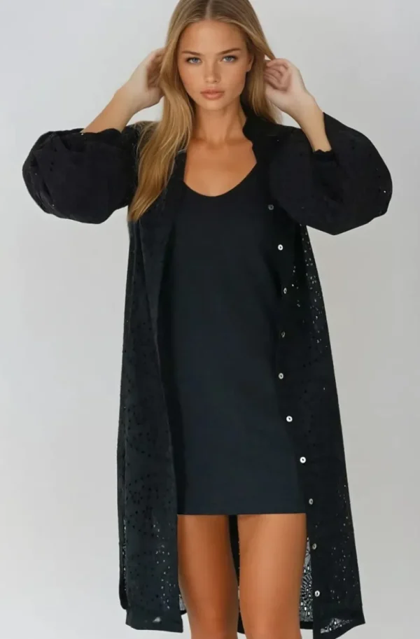 BLOND HOUR - Angelic Shirt Dress - Black Hot