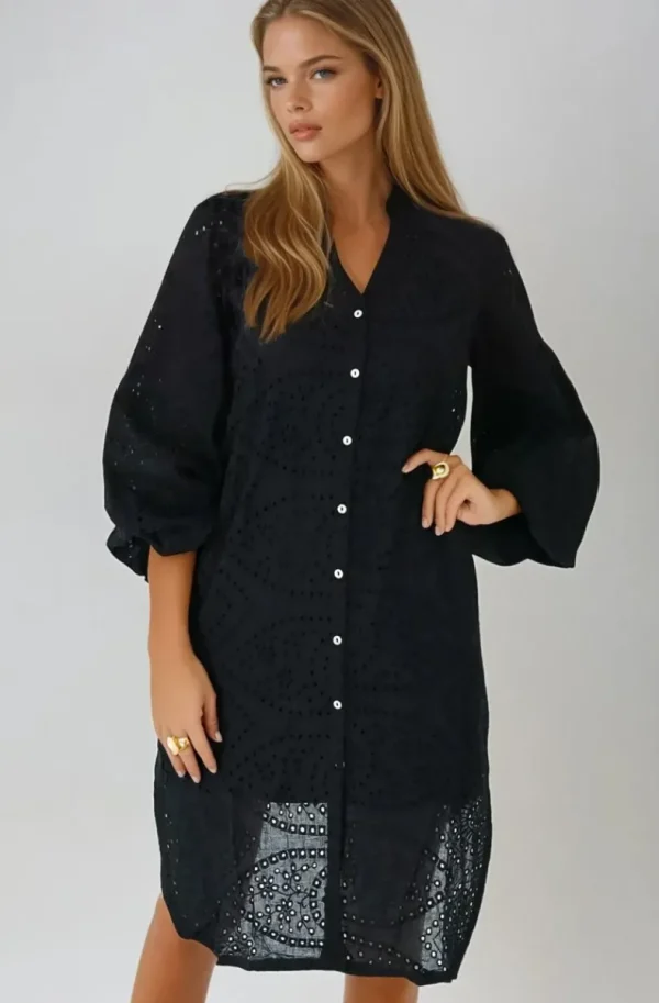 BLOND HOUR - Angelic Shirt Dress - Black Hot