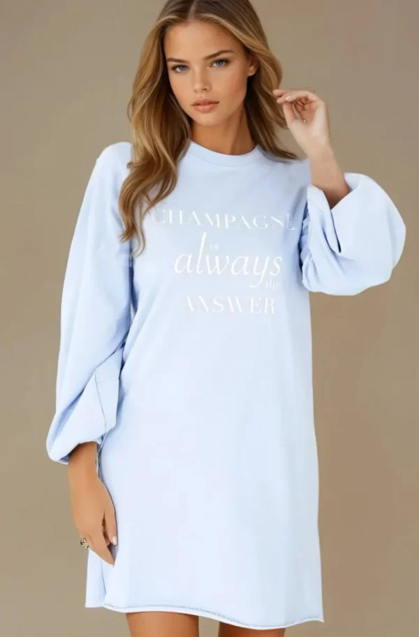 BLOND HOUR - Champagne Sweatshirt Dress - Light Blue Hot