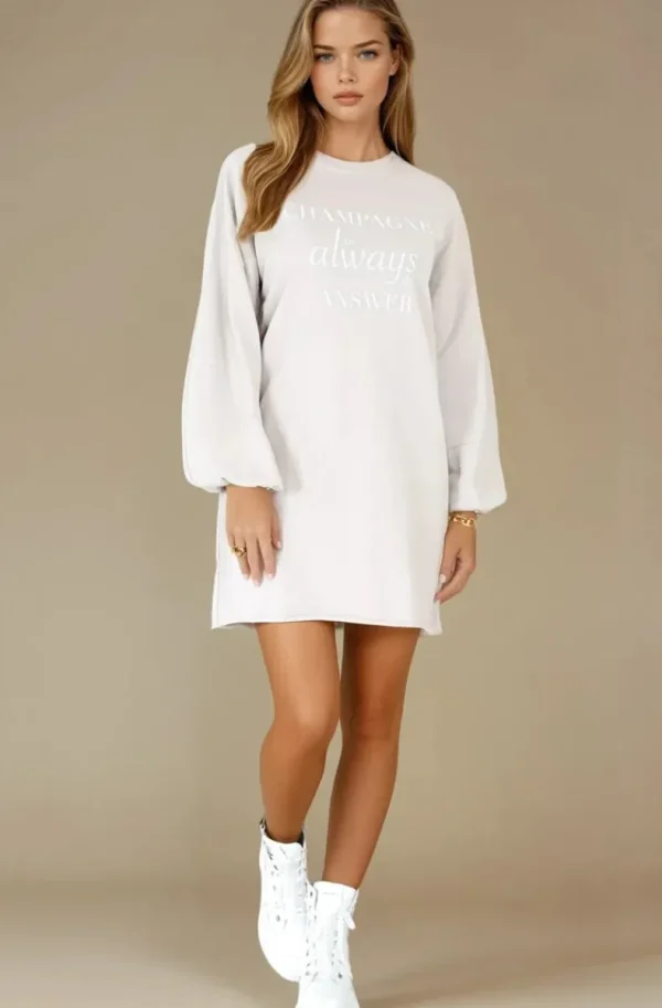 BLOND HOUR - Champagne Sweatshirt Dress - Sand Sale