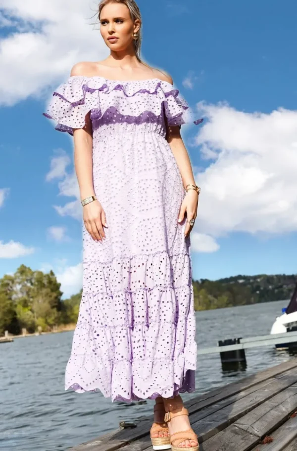 BLOND HOUR - Formentera Maxidress Offshoulder - Lavender Best