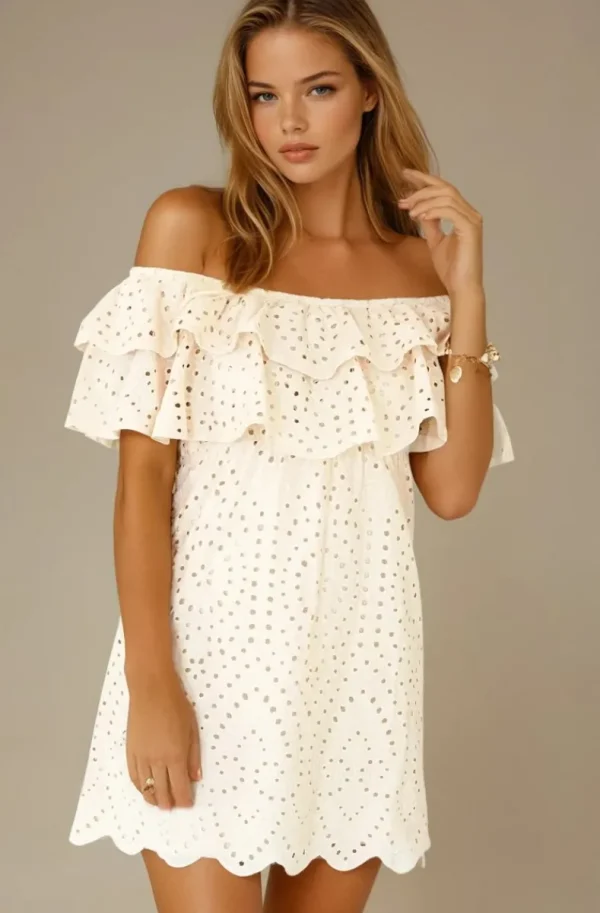 BLOND HOUR - Formentera Offshoulder Dress Short - Beige Best