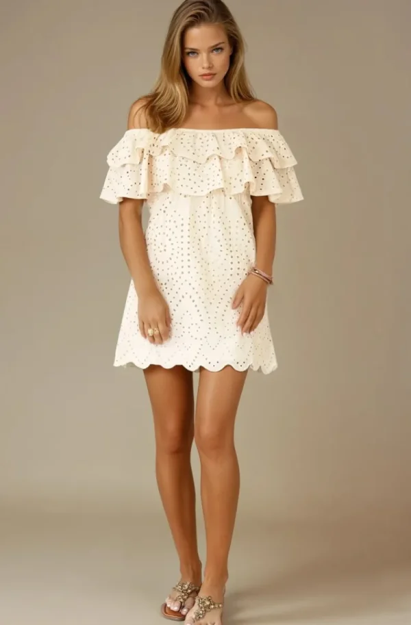 BLOND HOUR - Formentera Offshoulder Dress Short - Beige Best