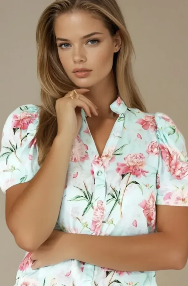 BLOND HOUR - Mizzle Blouse - Pink Flower Clearance