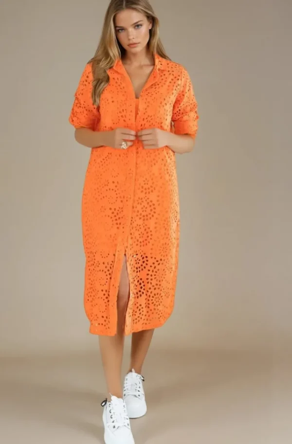 BLOND HOUR - Noble Shirt Dress Orange Outlet