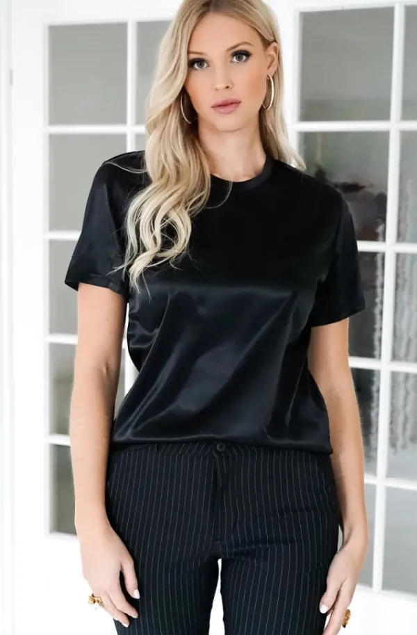 BLOND HOUR - Perfect Shiny Roundneck Top - Black Best