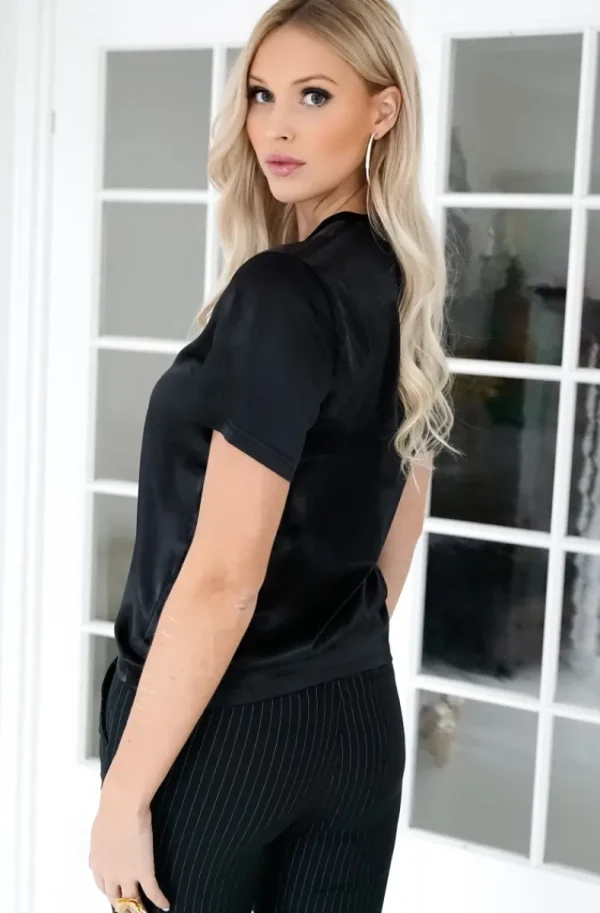 BLOND HOUR - Perfect Shiny Roundneck Top - Black Best