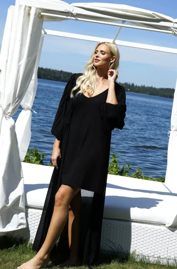 BLOND HOUR - Riviera Maxi Wrap Dress - Black Fashion