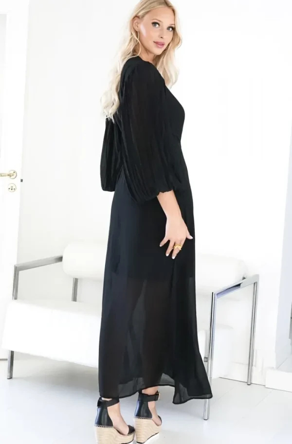 BLOND HOUR - Riviera Maxi Wrap Dress - Black Fashion