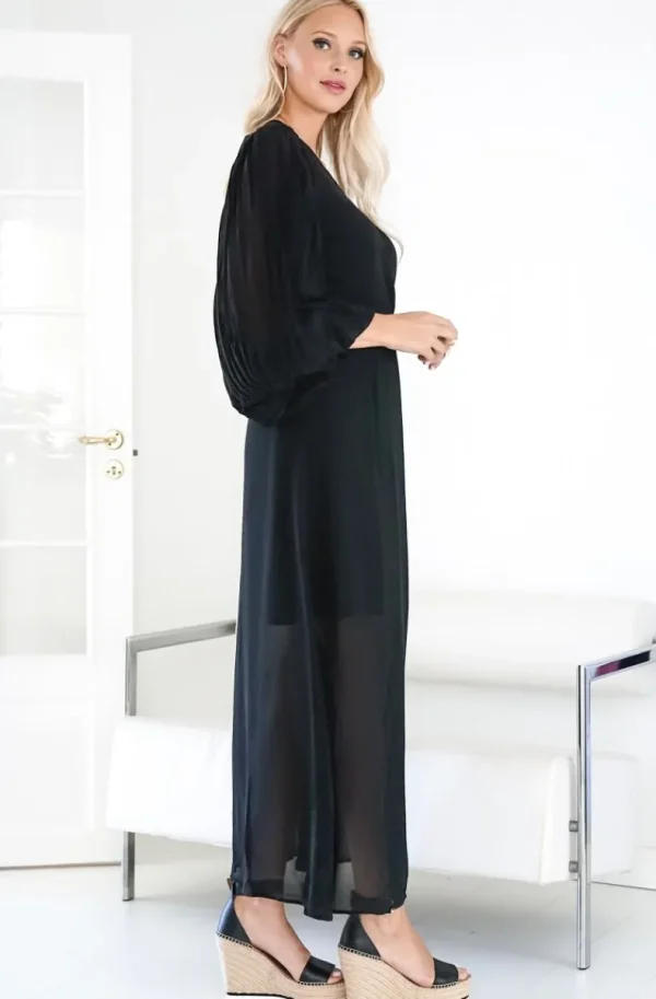 BLOND HOUR - Riviera Maxi Wrap Dress - Black Fashion