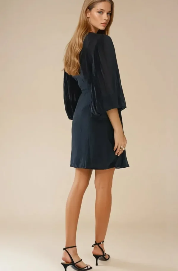 BLOND HOUR - Riviera Short Wrap Dress - Black Sale