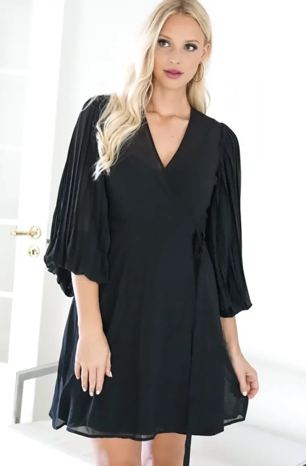 BLOND HOUR - Riviera Short Wrap Dress - Black Sale