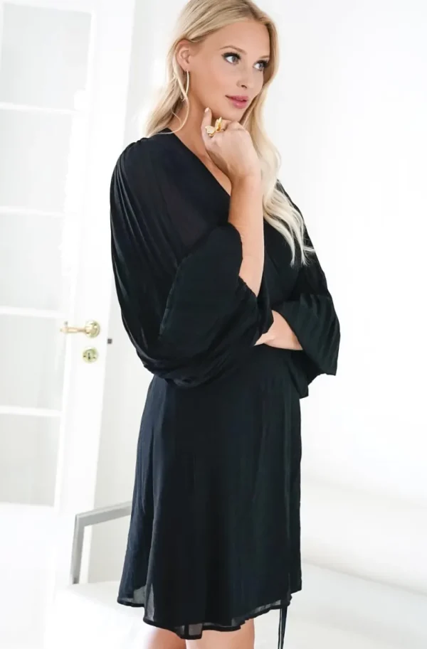 BLOND HOUR - Riviera Short Wrap Dress - Black Sale