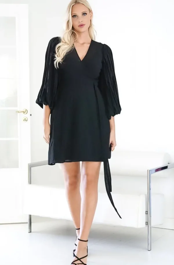 BLOND HOUR - Riviera Short Wrap Dress - Black Sale