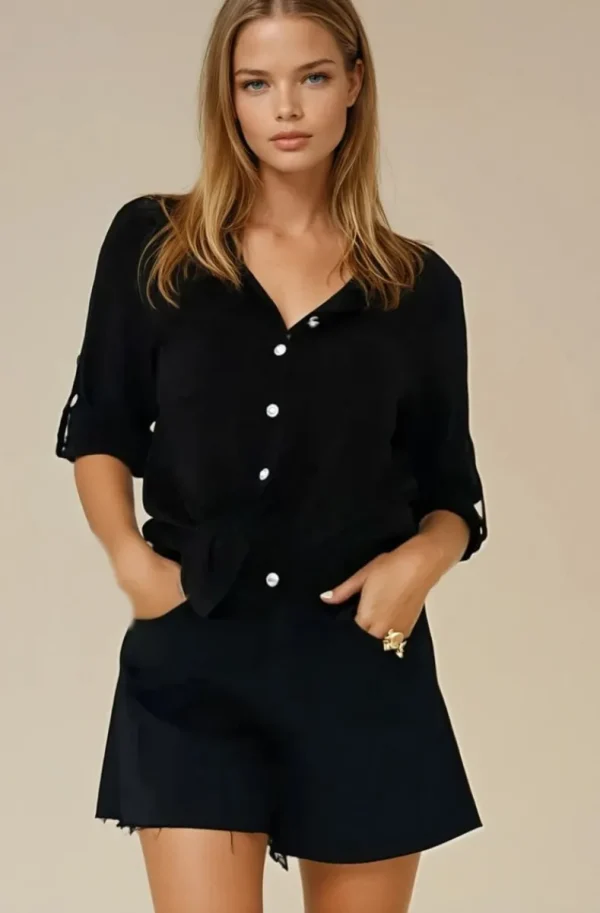 BLOND HOUR - Time Linen shirt - Black Hot