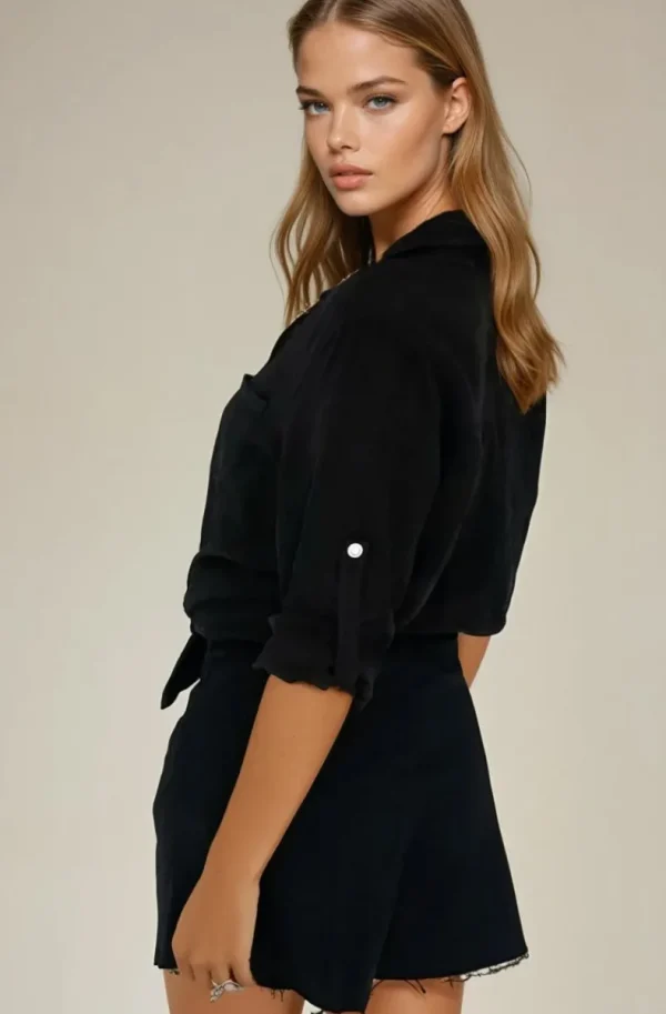 BLOND HOUR - Time Linen shirt - Black Hot