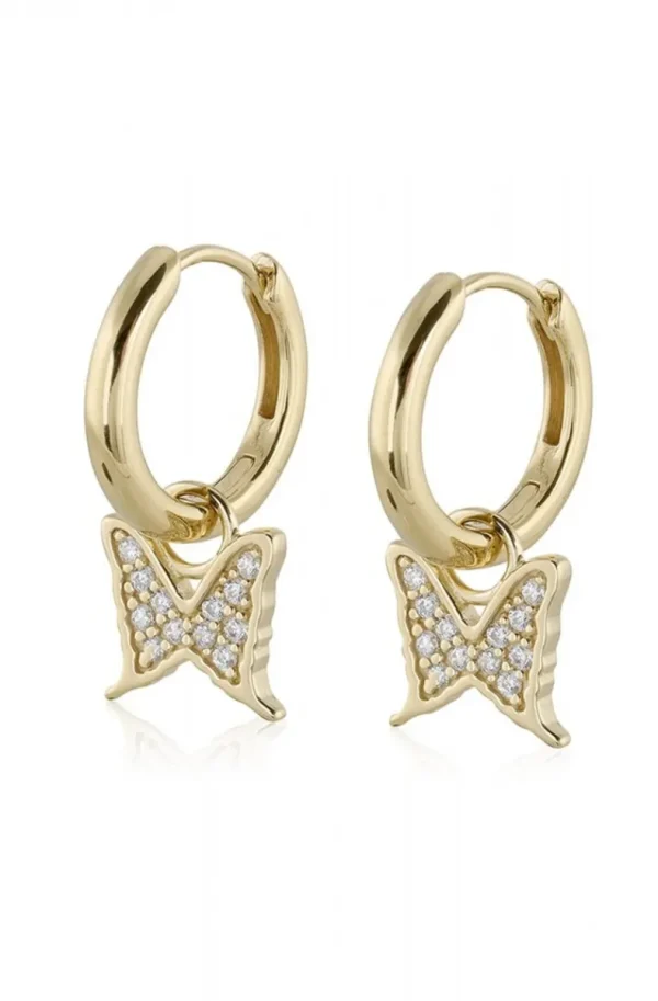 CAROLINA GYNNING JEWELRY - Petite Papillion Sparkling Creol Goldplated Online