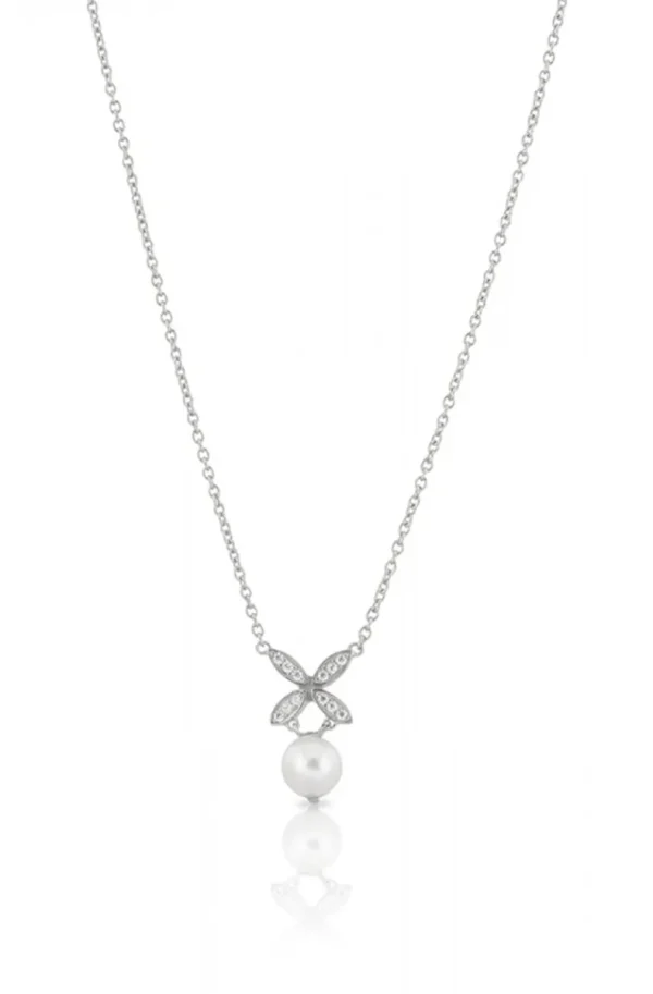 CAROLINA GYNNING JEWELRY - Ellipse Mini Pearl Necklace Silver Sale