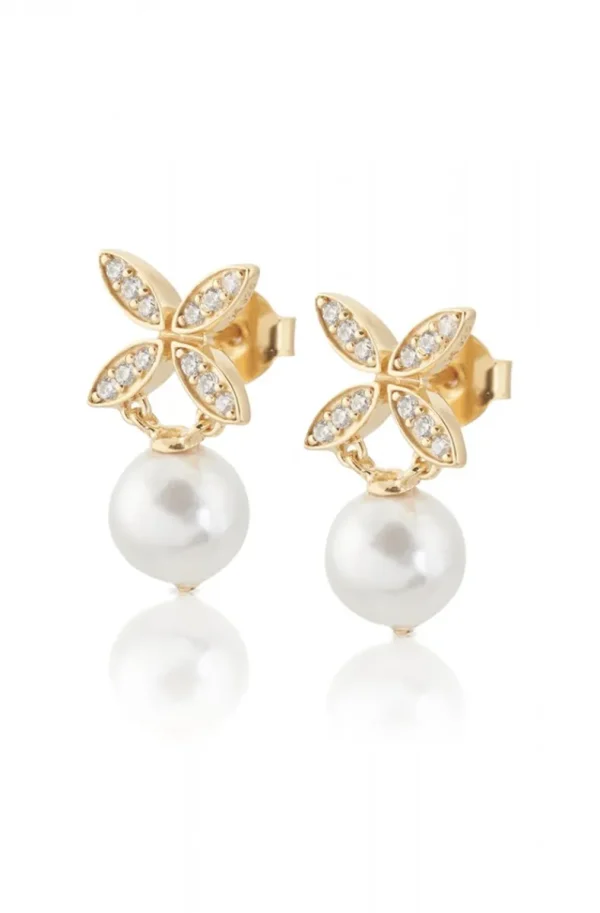 CAROLINA GYNNING JEWELRY - Ellipse Mini Pearl Earrings Goldplated Clearance