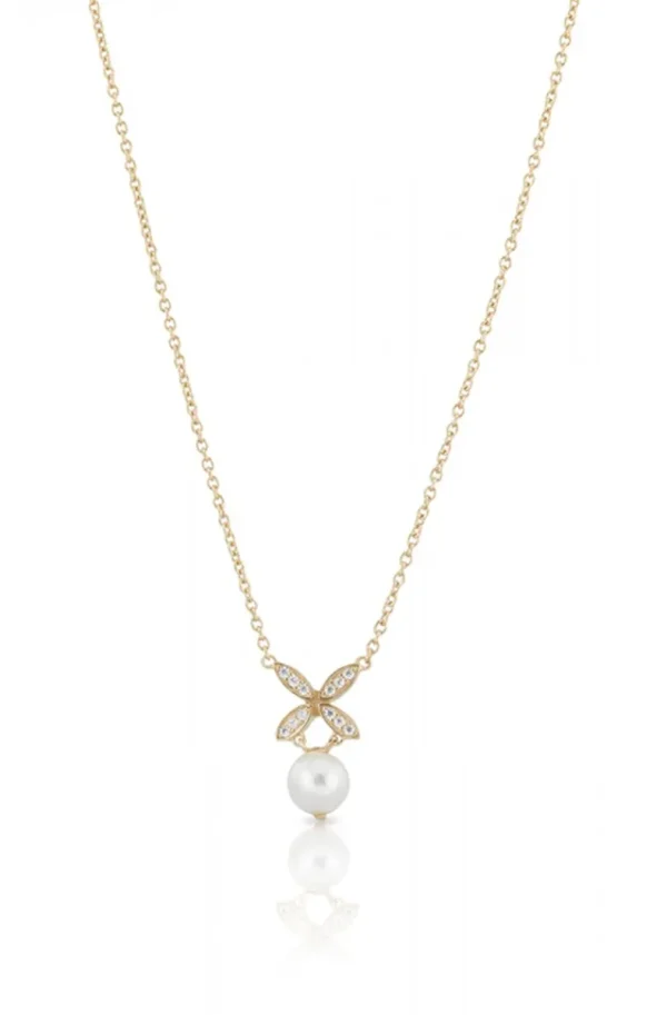 CAROLINA GYNNING JEWELRY - Ellipse Mini Pearl Necklace Goldplated Clearance