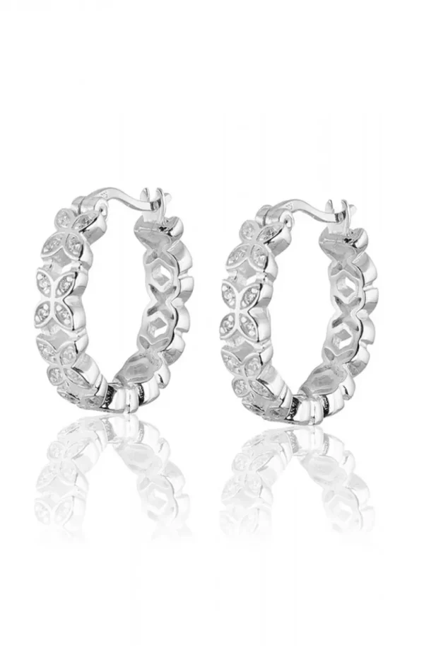 CAROLINA GYNNING JEWELRY - Sparkling Ellipse Mini Creol Earrings L Silver New