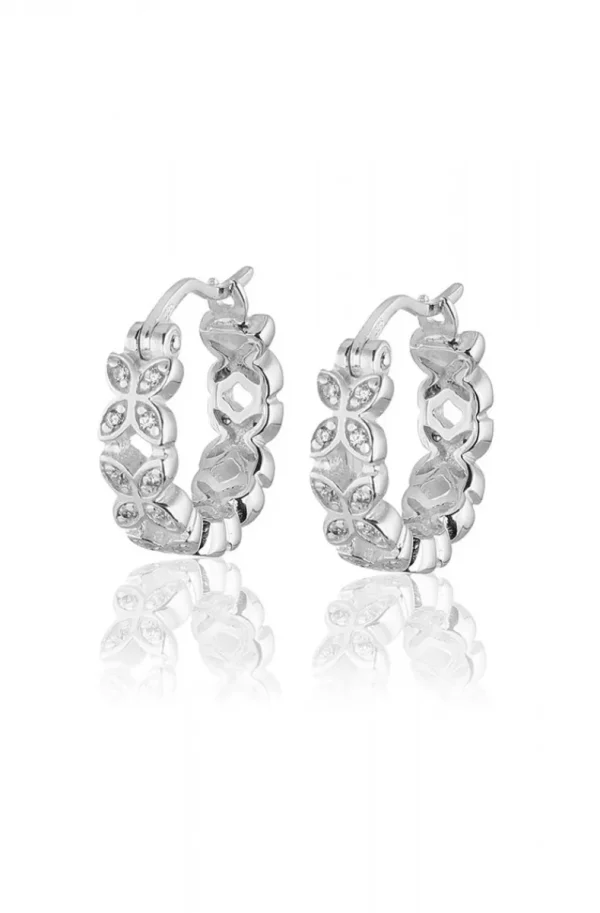 CAROLINA GYNNING JEWELRY - Sparkling Ellipse Mini Creol Earrings S Silver Hot