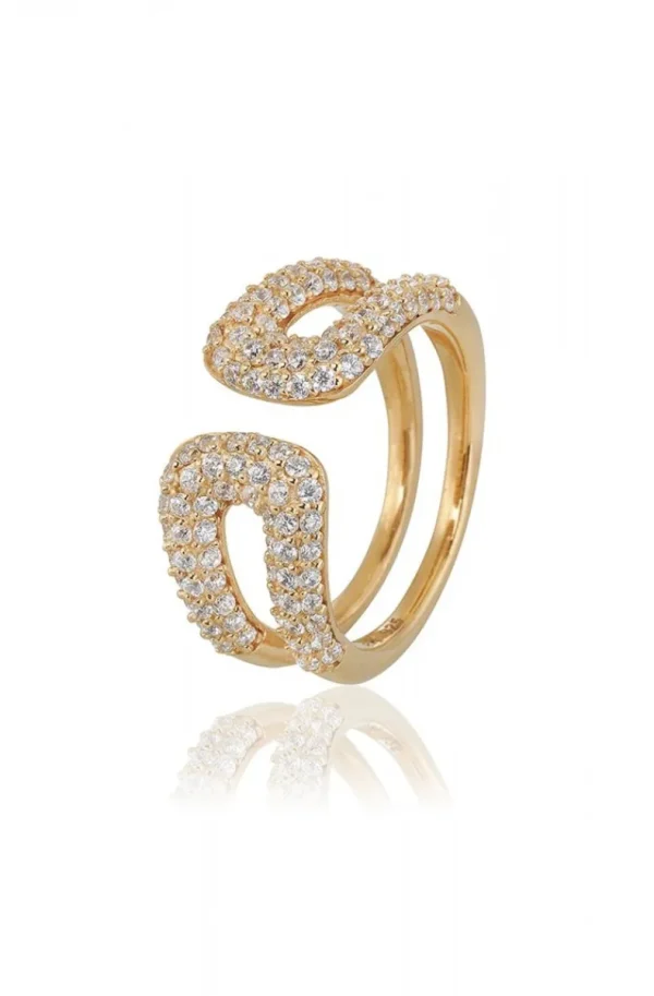 CAROLINA GYNNING JEWELRY - Classy Ring Goldplated Clear Sale