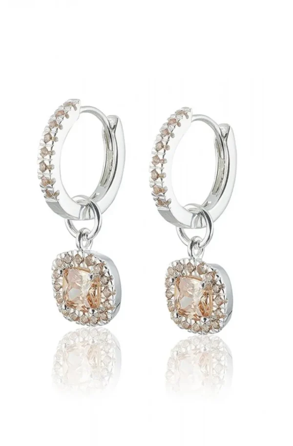 CAROLINA GYNNING JEWELRY - Glamorous Creol Earrings Silver Champagne Hot