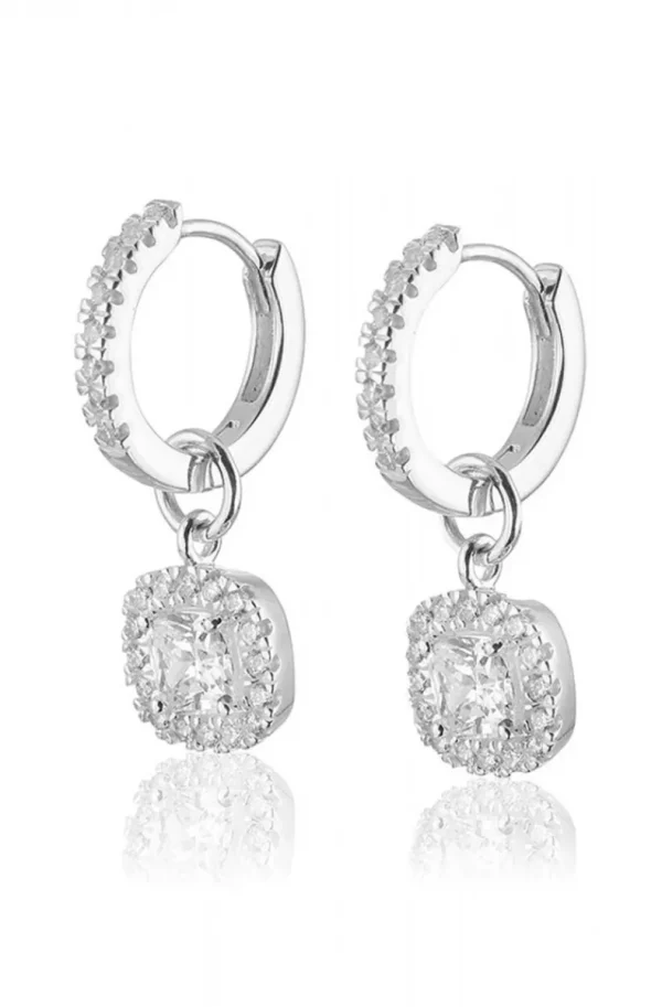 CAROLINA GYNNING JEWELRY - Glamorous Creol Earrings Silver Clear New