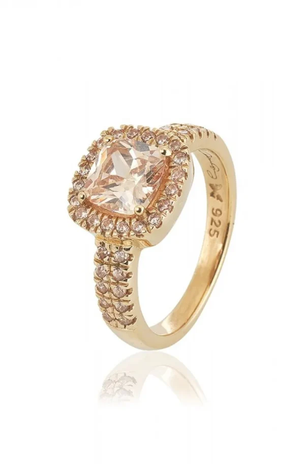 CAROLINA GYNNING JEWELRY - Glamorous Ring Goldplated Champagne Outlet