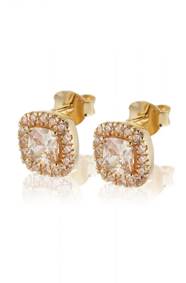 CAROLINA GYNNING JEWELRY - Glamorous Stud Earrings Goldplated Champagne Best