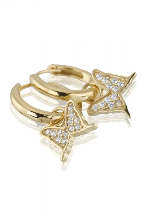 CAROLINA GYNNING JEWELRY - Petite Papillion Sparkling Creol Goldplated Online