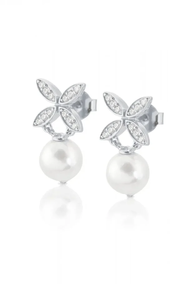 CAROLINA GYNNING JEWELRY - Ellipse Mini Pearl Earrings Silver Hot