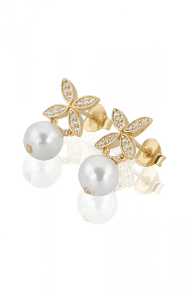 CAROLINA GYNNING JEWELRY - Ellipse Mini Pearl Earrings Goldplated Clearance