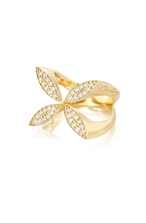 CAROLINA GYNNING JEWELRY - Sparkling Ellipse Ring Goldplated Fashion