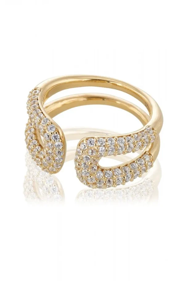 CAROLINA GYNNING JEWELRY - Classy Ring Goldplated Clear Sale