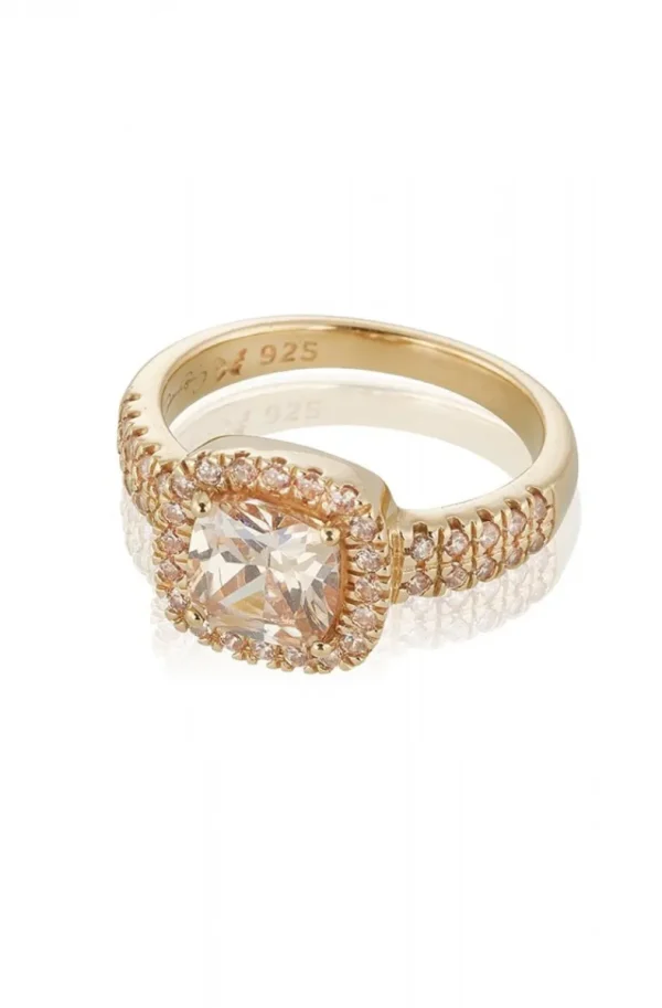 CAROLINA GYNNING JEWELRY - Glamorous Ring Goldplated Champagne Outlet