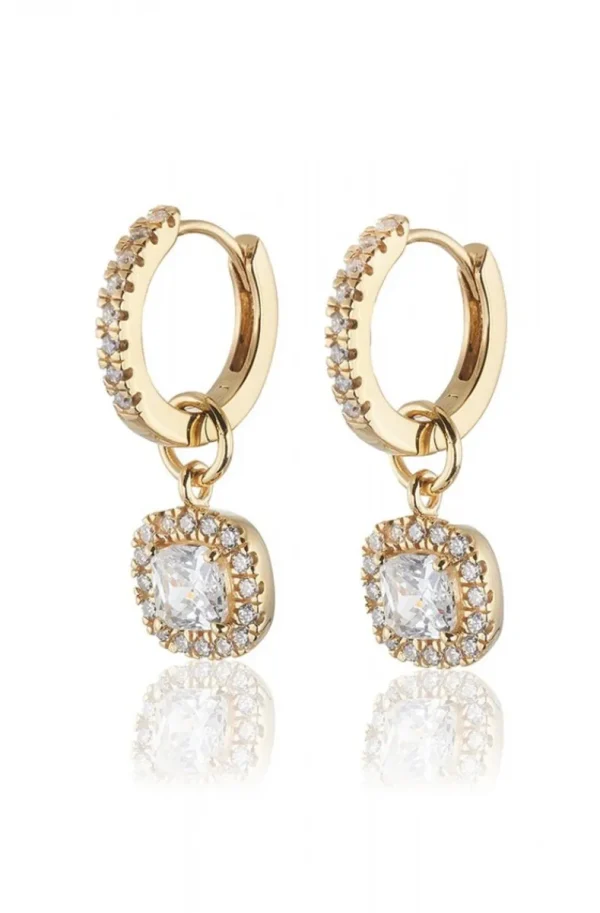 CAROLINA GYNNING JEWELRY - Glamorous Creol Earrings Goldplated Clear Fashion