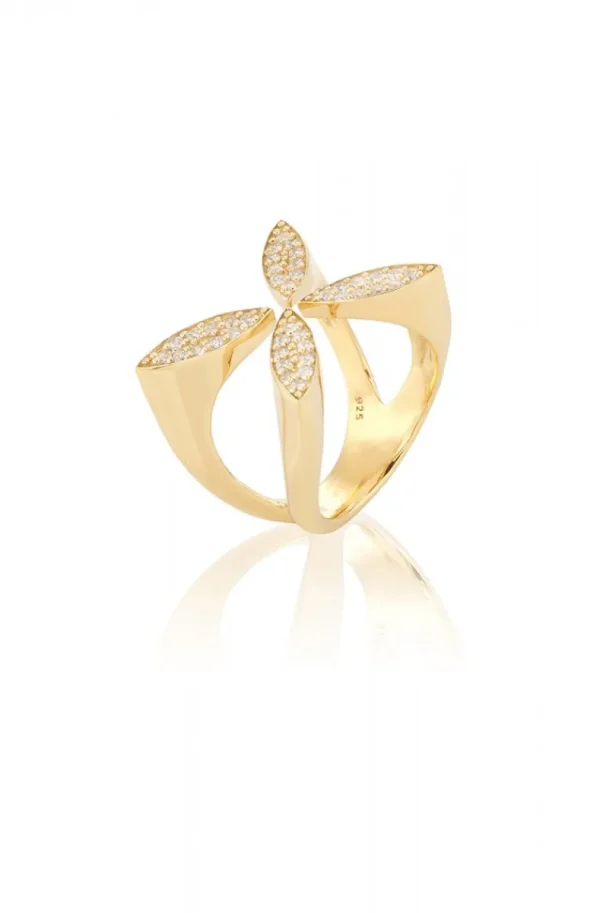 CAROLINA GYNNING JEWELRY - Sparkling Ellipse Ring Goldplated Fashion