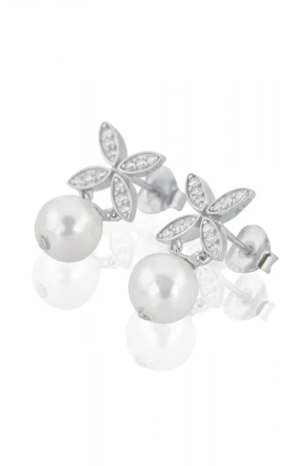 CAROLINA GYNNING JEWELRY - Ellipse Mini Pearl Earrings Silver Hot