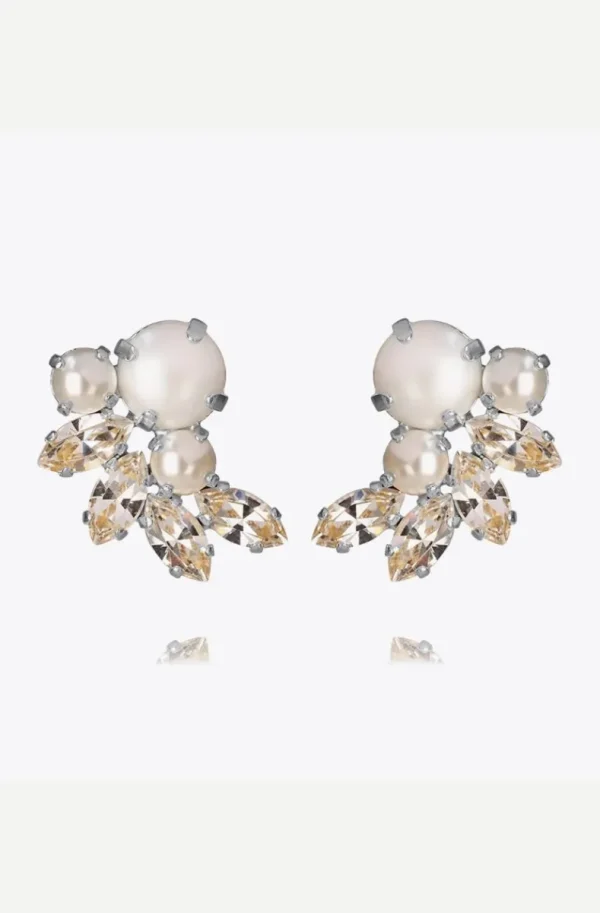 CAROLINE SVEDBOM - Elecra Earring - Rhodium Pearl Crystal New