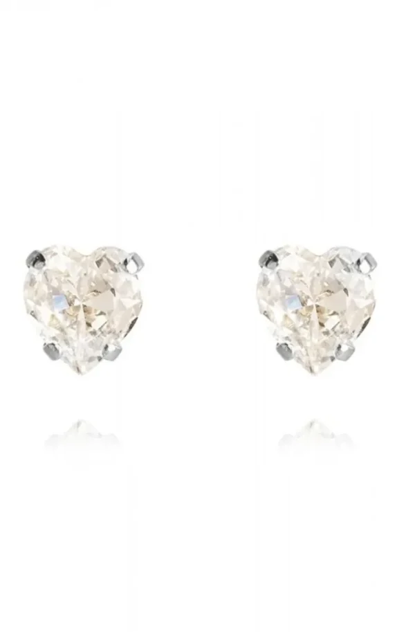 CAROLINE SVEDBOM - heart studs rhodium crystal Discount