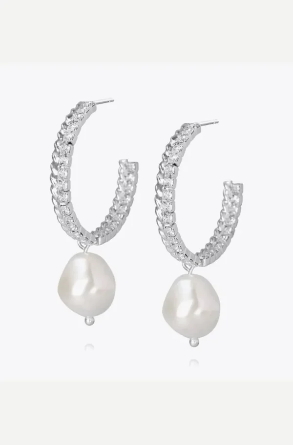 CAROLINE SVEDBOM - Kaia Pearl Earring - Rhodium Crystal Hot